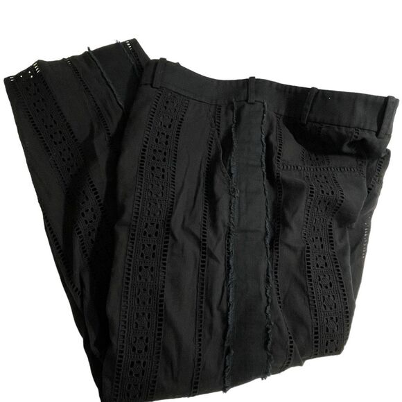 Veronica Beard Leta Eyelet Gaucho Cropped Pants in Black Size 6 - Picture 5 of 10